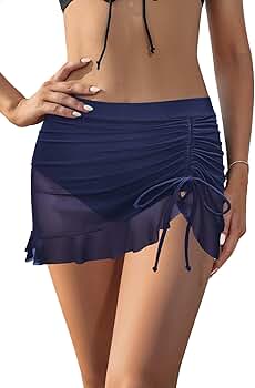 Amazon.com: SHEKINI Women's Mesh Drawstring Swimdress Side